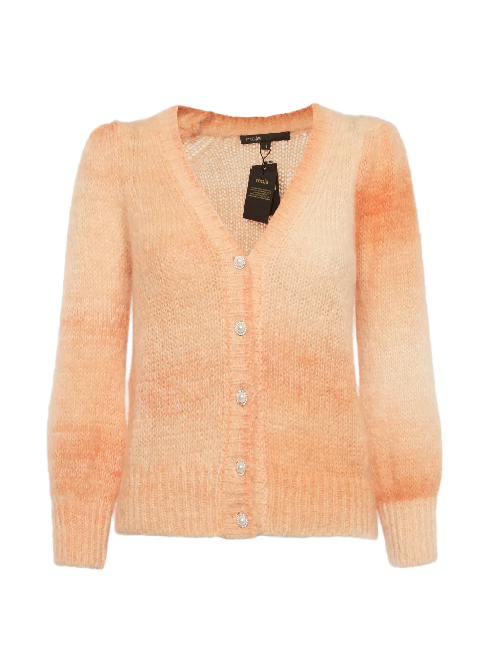 Pre-owned Maje Button-down V-neck Cardigan In Orange