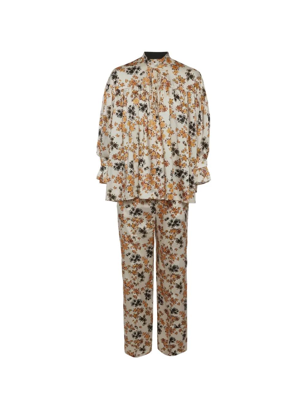 Pre-owned Victoria Beckham Floral-print Blouse And Trousers Set In White