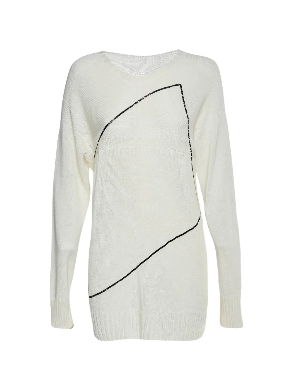 CHANEL Pre-Owned abstract-print crew-neck sweater - White