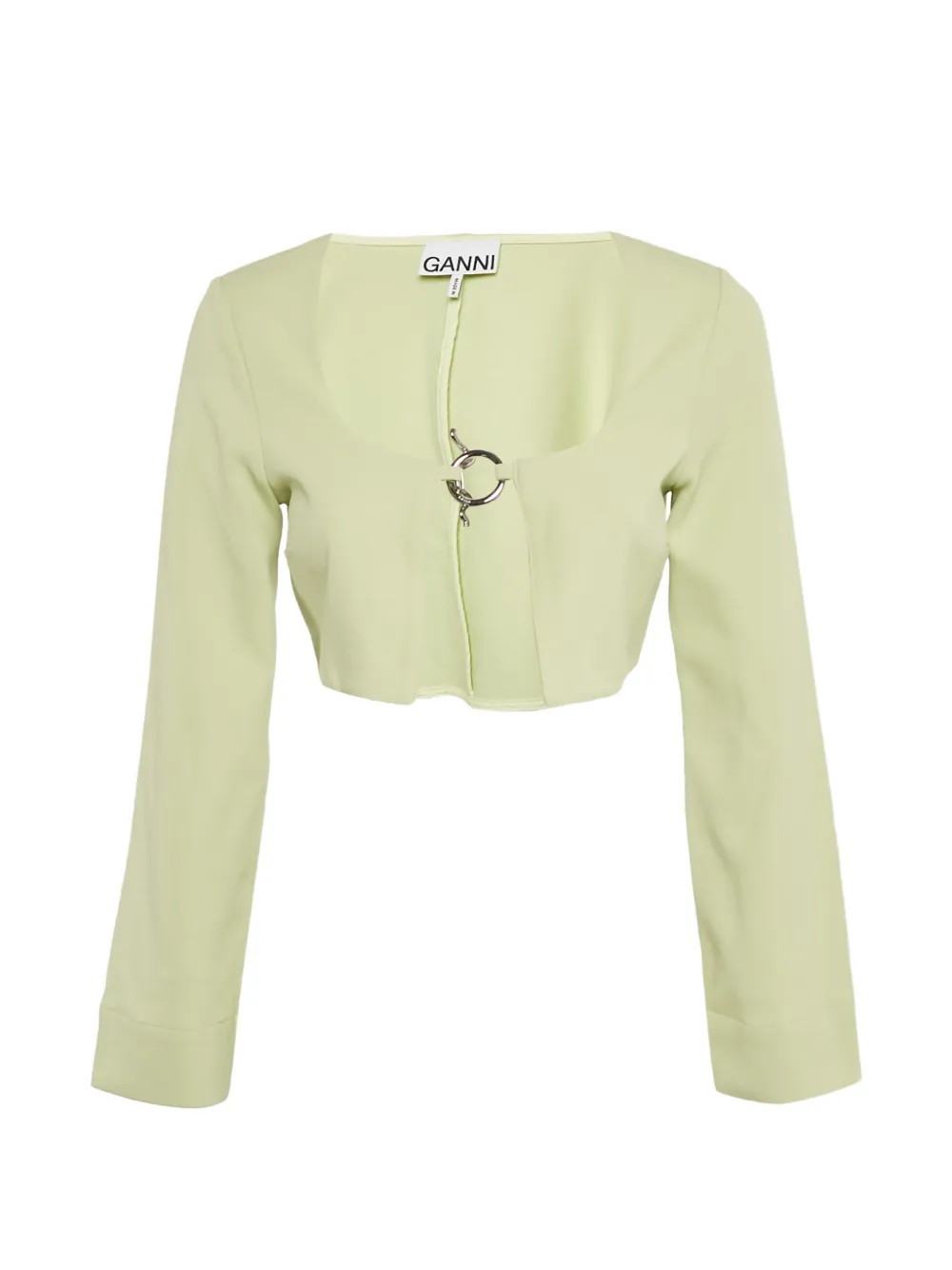 GANNI cropped ring-fastening cartigan - Verde