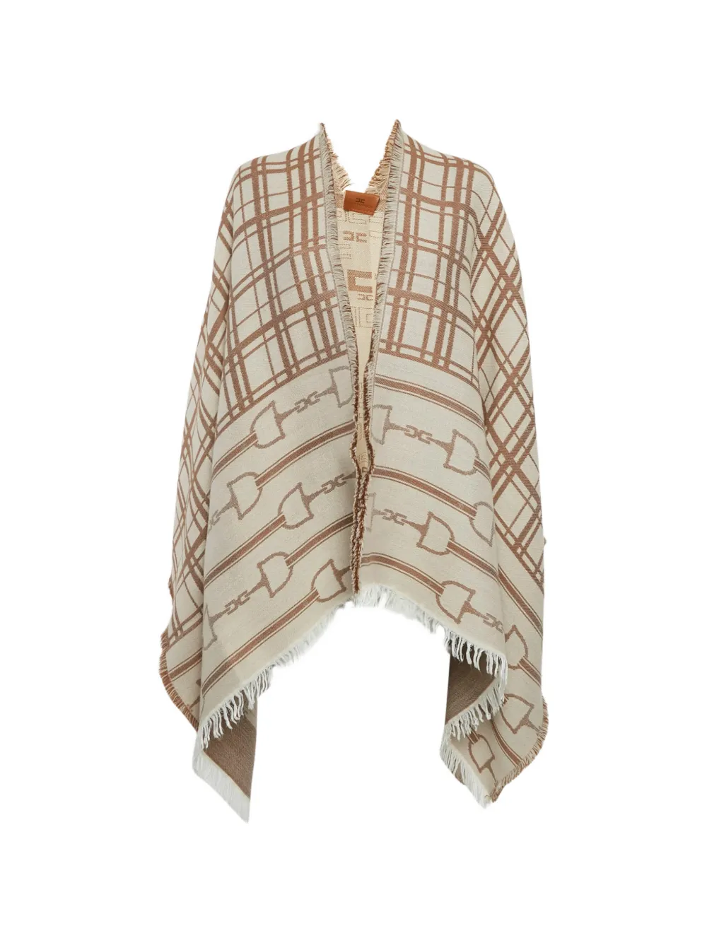 Elisabetta Franchi Monogram jacquard cape - Toni neutri
