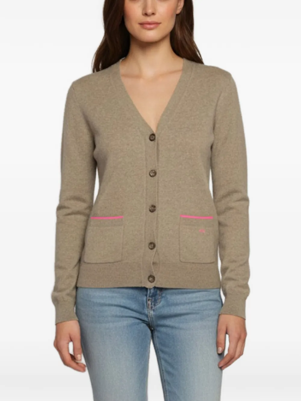 Pre-owned Celine Button-front Fine-knit Cardigan In Neutral