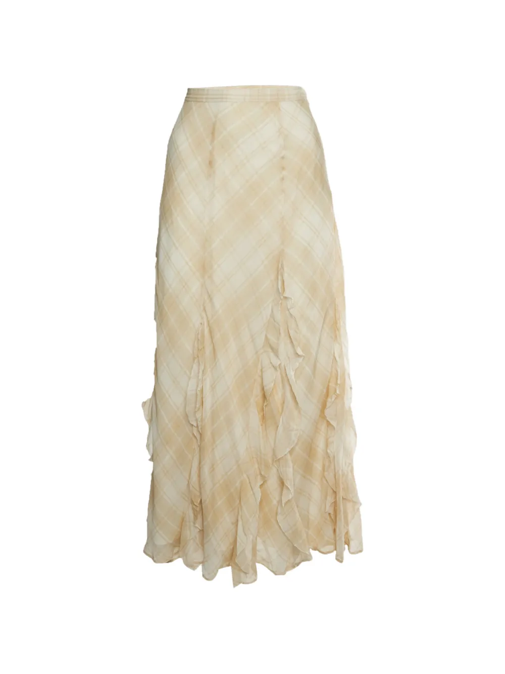 Polo Ralph Lauren Vintage plaid-pattern ruffle-trim maxi skirt - Toni neutri
