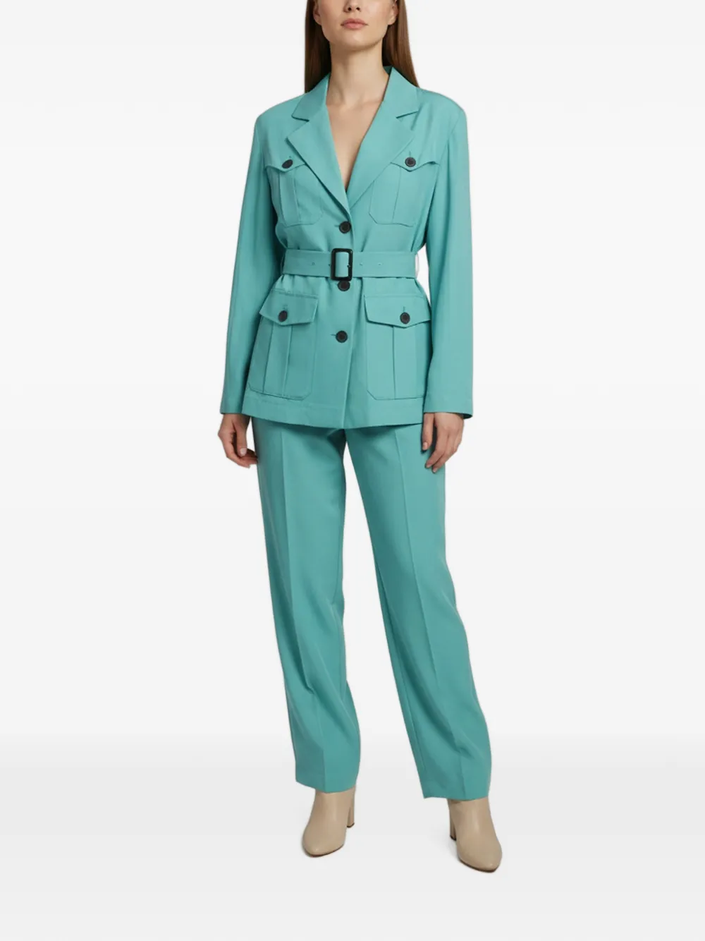 Emporio Armani Pre-Owned belted gabardine trousers set - Blu