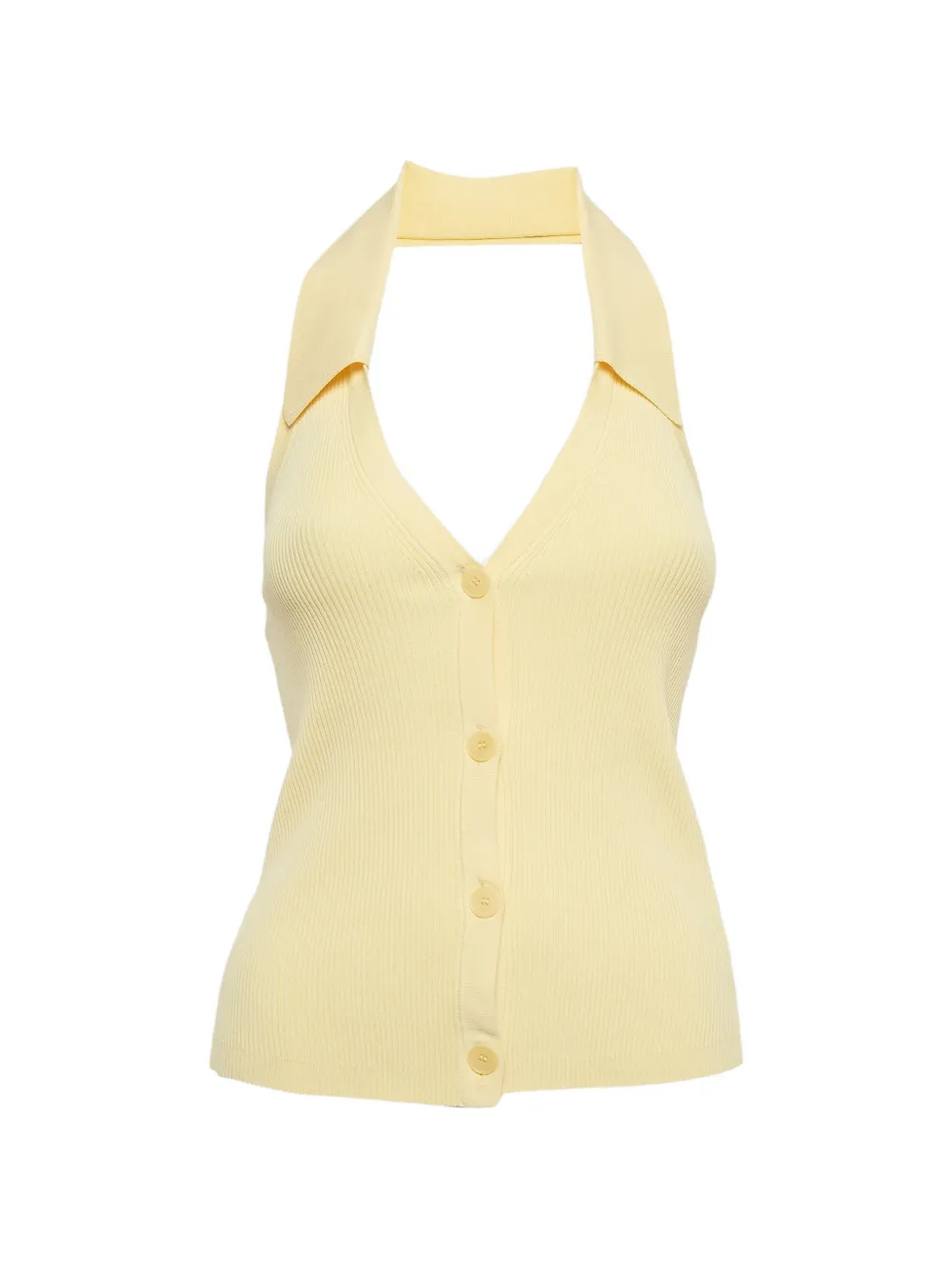 SANDRO ribbed-knit halter-neck blouse - Giallo