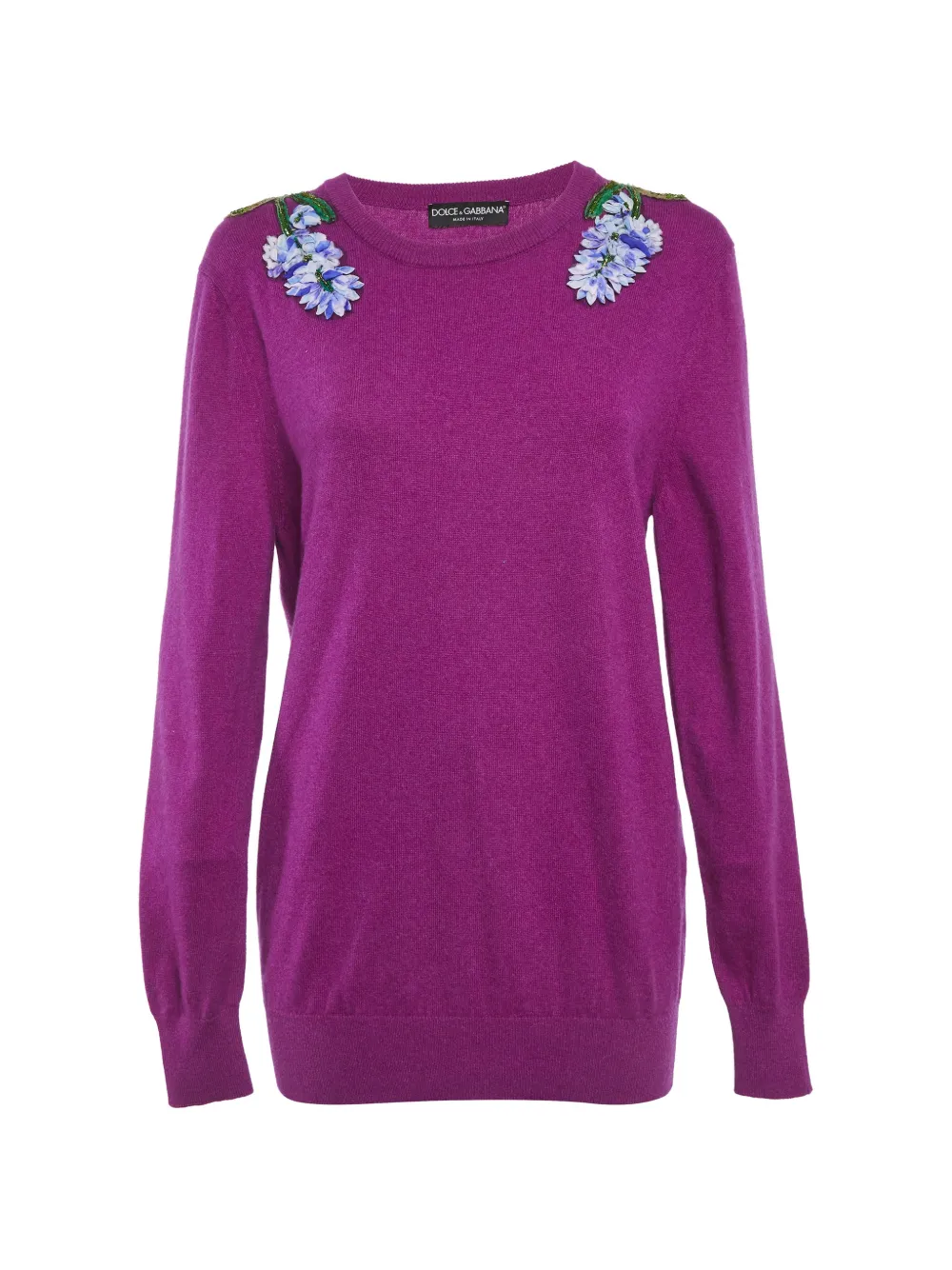 Dolce & Gabbana Pre-Owned floral-appliqué cashmere sweater - Viola
