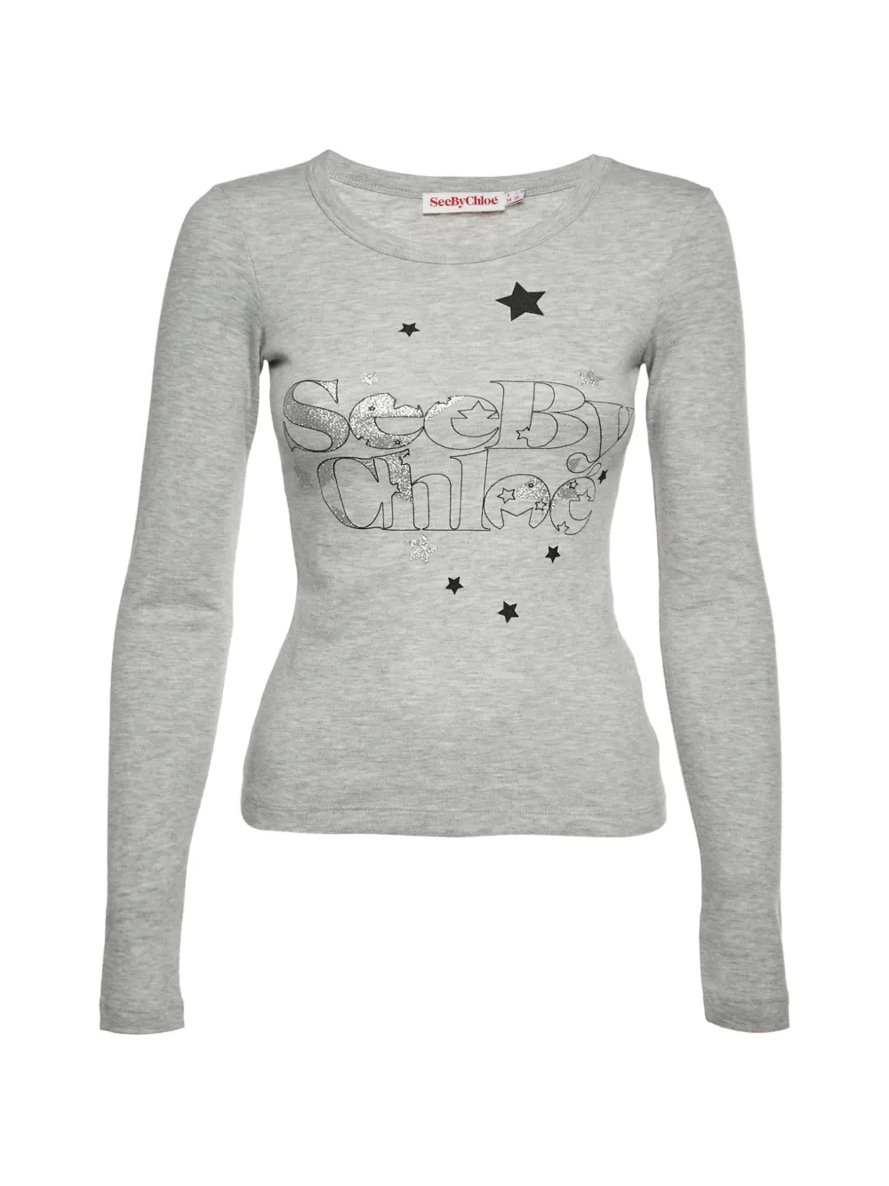 See By Chloé Vintage logo-print long-sleeve T-shirt - Grigio