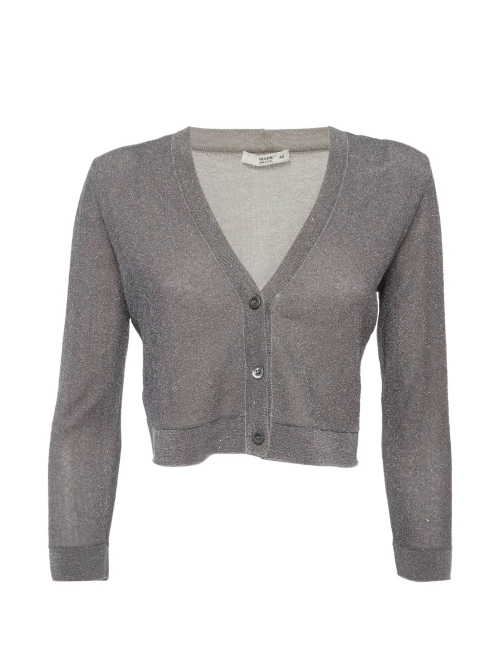 Prada Pre-Owned long-sleeve lurex-knit cotton cardigan - Grigio