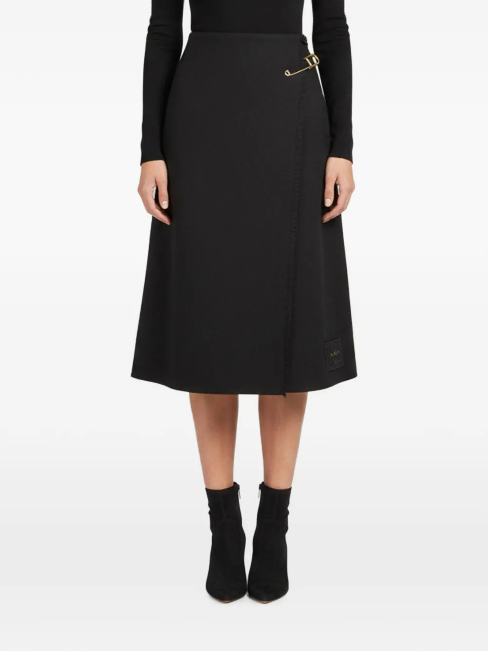 Prada Pre-Owned safety pin-embellished midi skirt - Nero