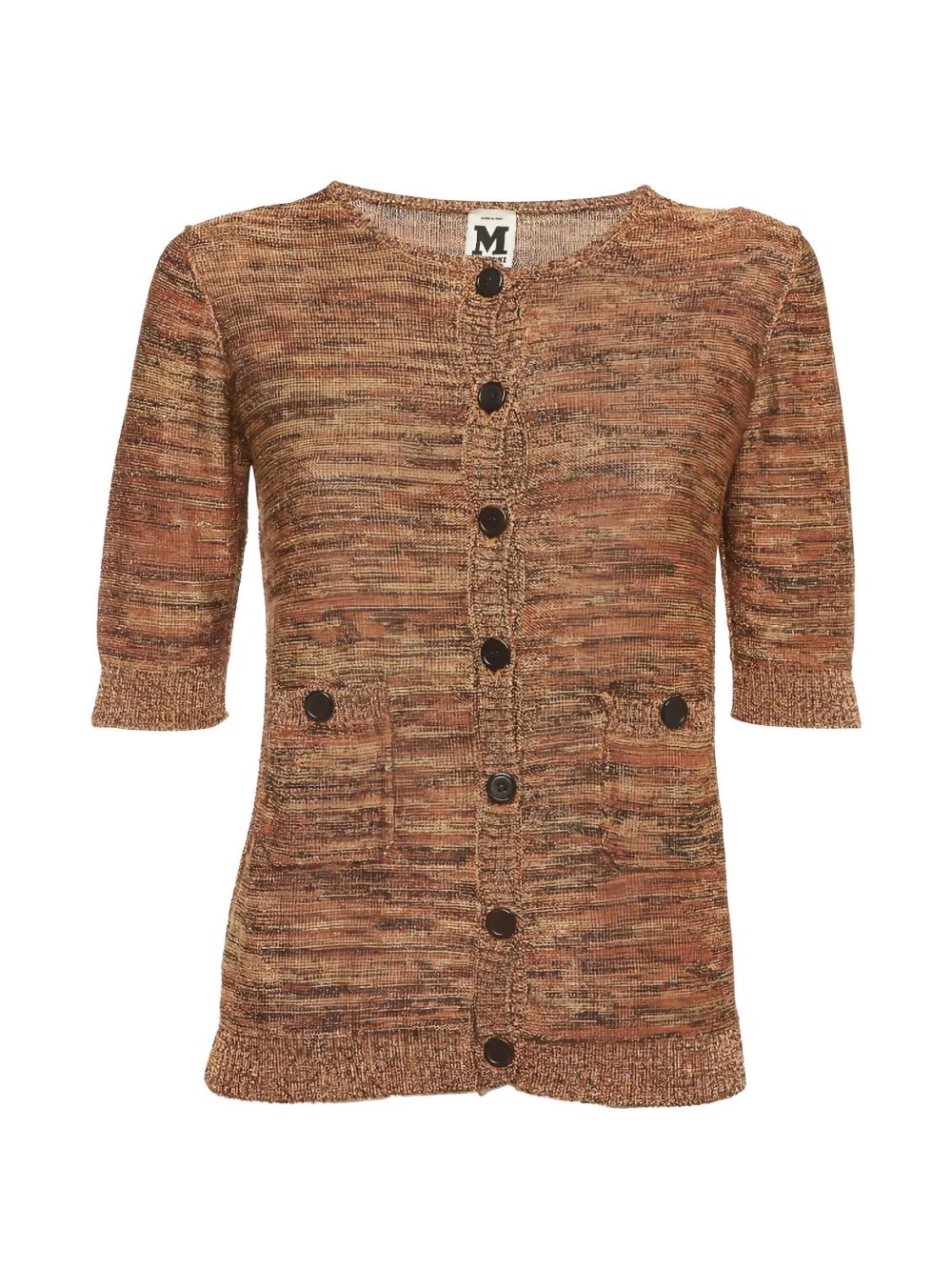 Pre-owned Missoni Short-sleeve Button-front Cardigan In Brown