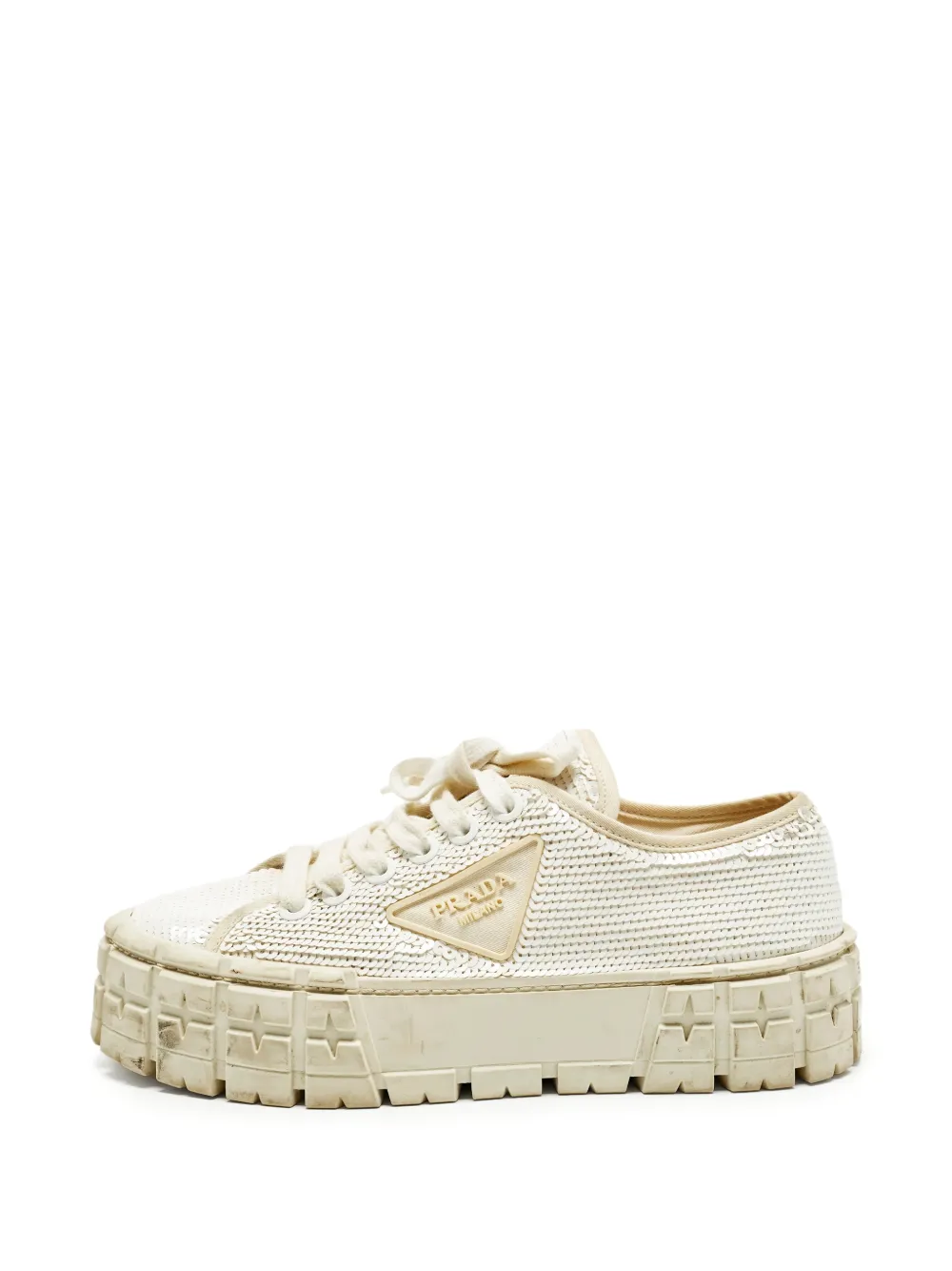 Prada Pre-Owned Double Wheel sequin sneakers - Weiß