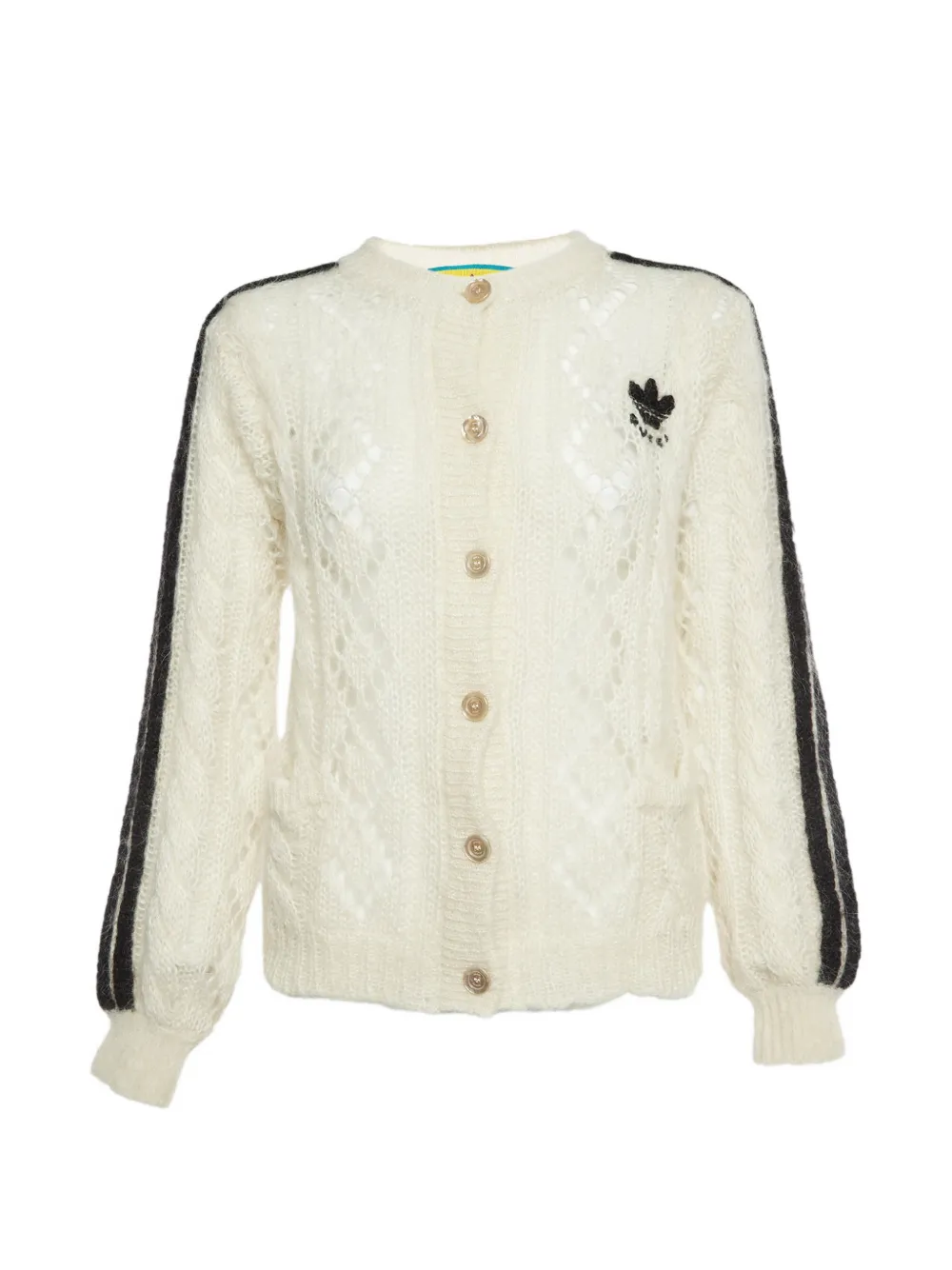 Gucci Pre-Owned xAdidas pointelle cable-knit cardigan - Bianco