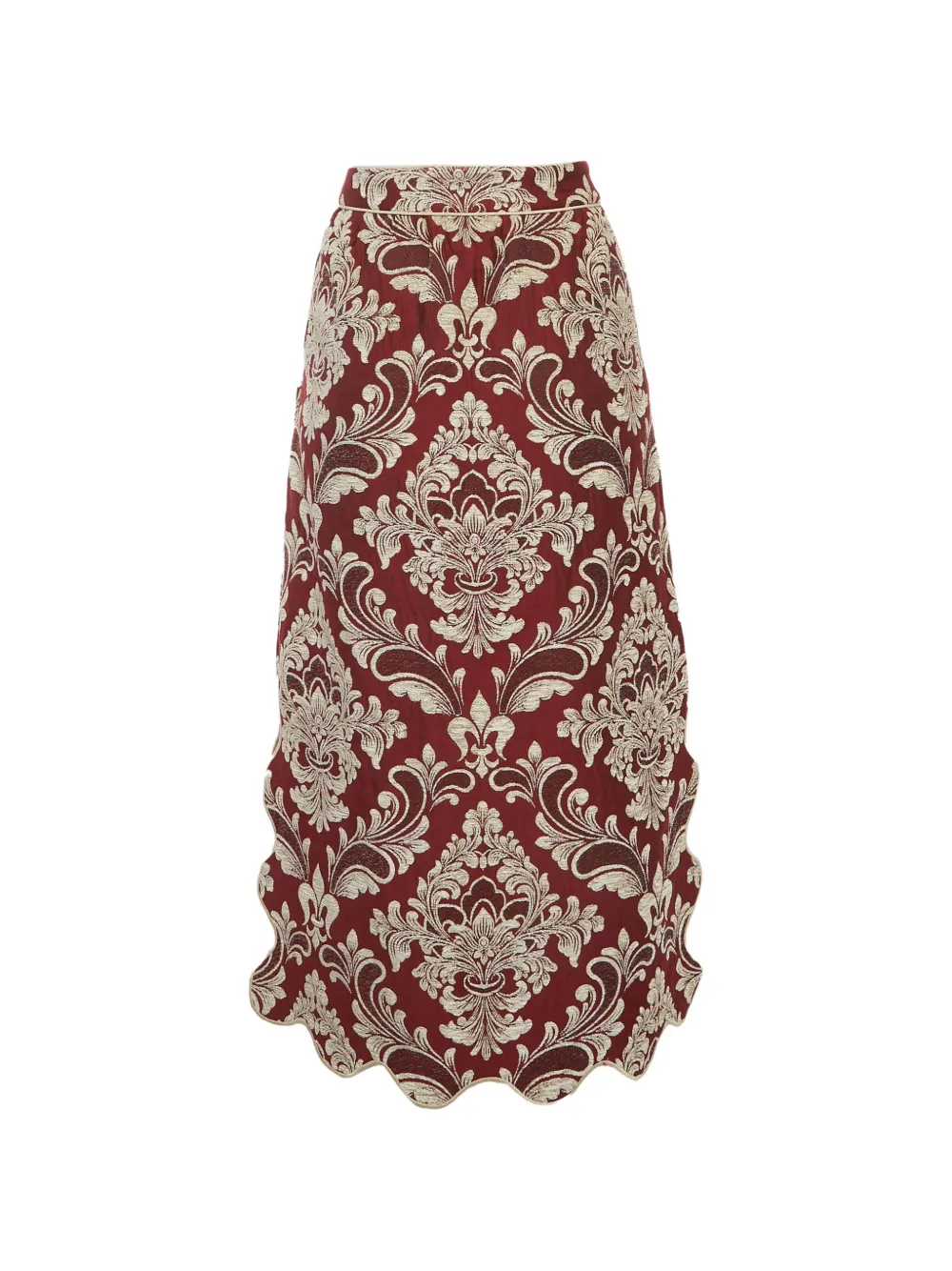 FARM Rio Waves floral-jacquard midi skirt - Rosso