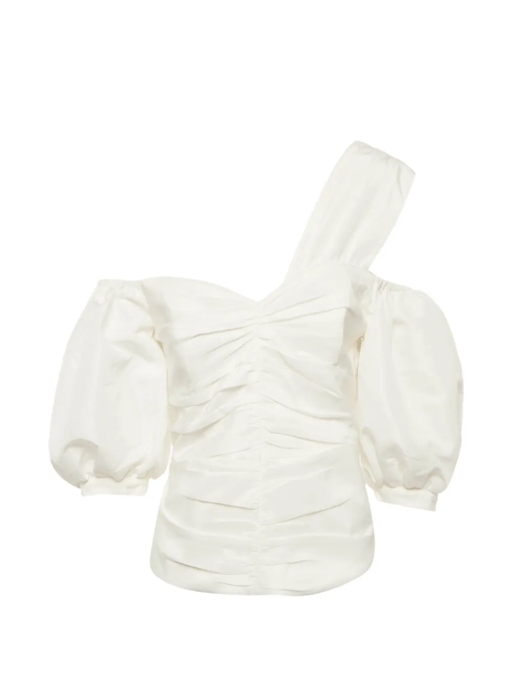 Self-Portrait 2019 ruched one-shoulder top - Nude