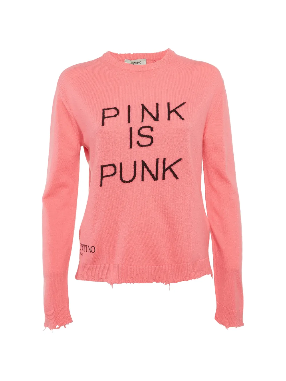 Valentino Garavani Pre-Owned distressed-hem crew-neck sweater - Rosa