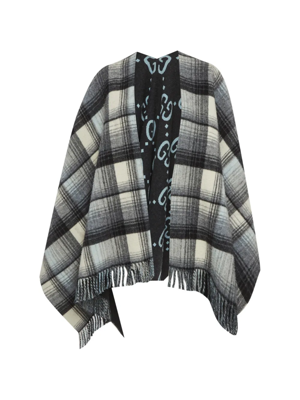 Gucci Pre-Owned checkered GG Supreme poncho - Grigio