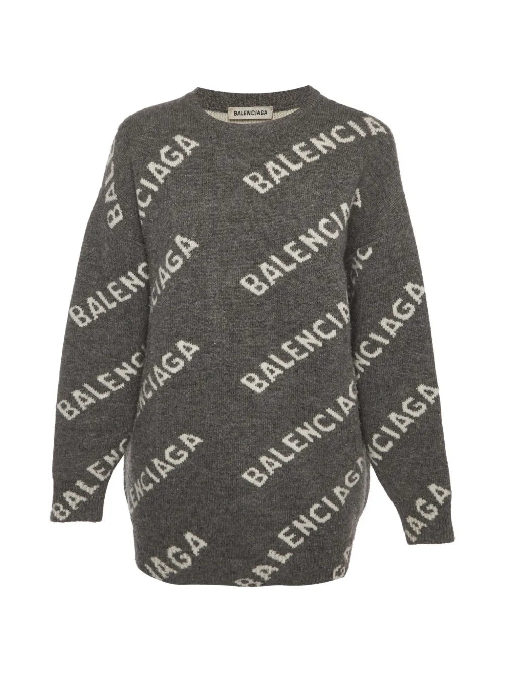 Balenciaga Pre-Owned logo-motif oversized wool sweater - Grigio