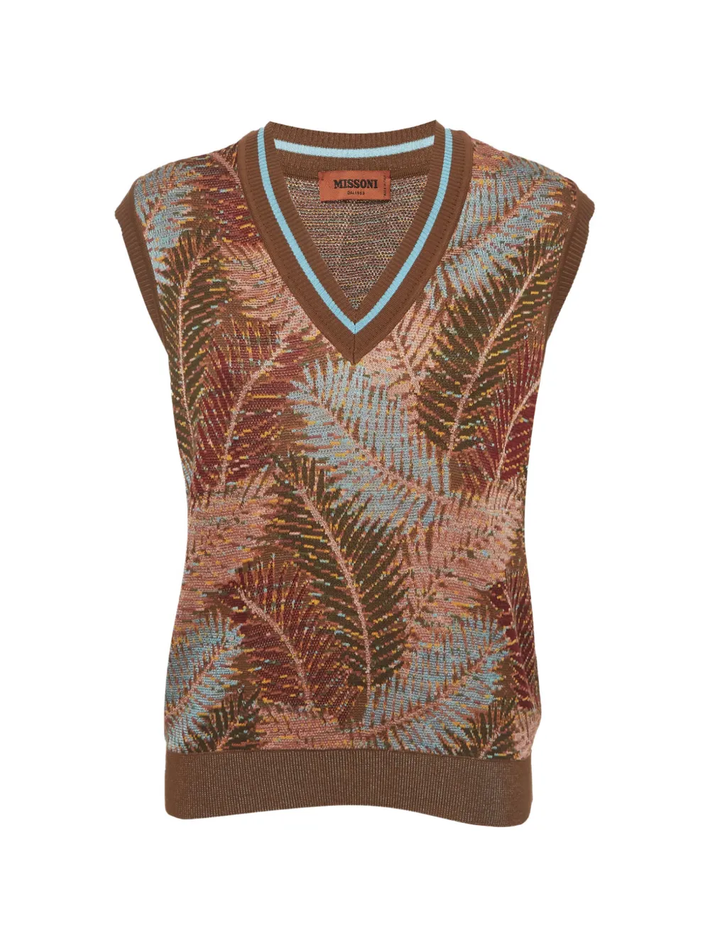 Missoni Pre-Owned foliage-pattern V-neck knitted cotton vest - Marrone