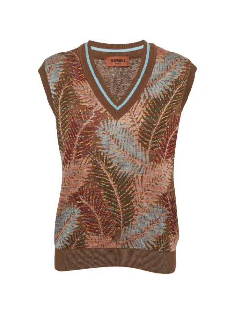 Missoni Pre-Owned foliage-pattern V-neck knitted cotton vest