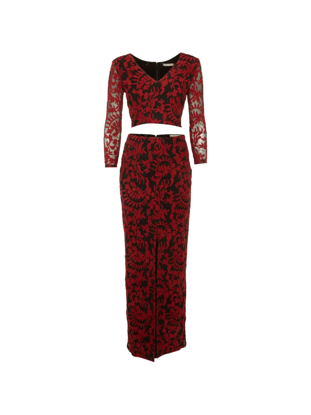 alice + olivia embroidered tulle top and skirt set - Rosso