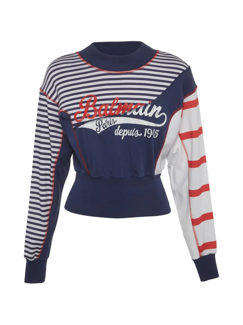 Pre-owned Balmain Logo-print Sweatshirt In Blue