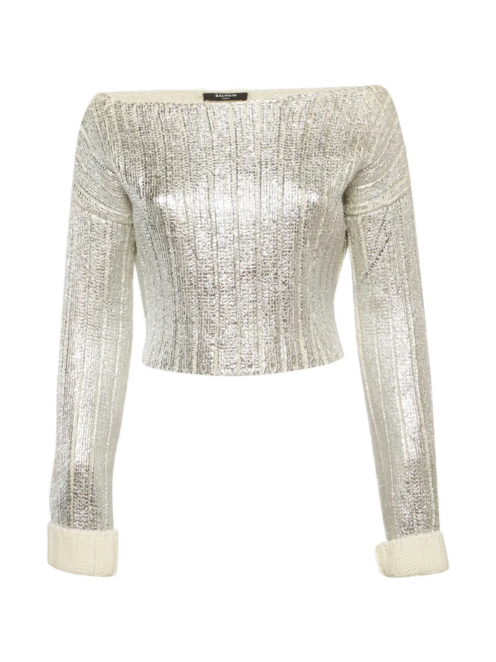 Balmain Pre-Owned ribbed-knit sweater - Silber