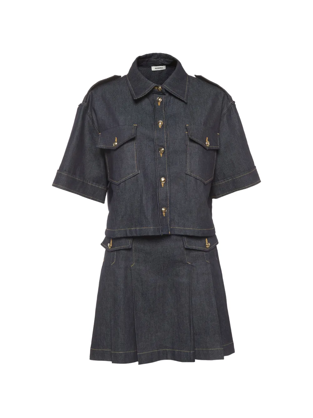 SANDRO cropped mini skirt set - Blu