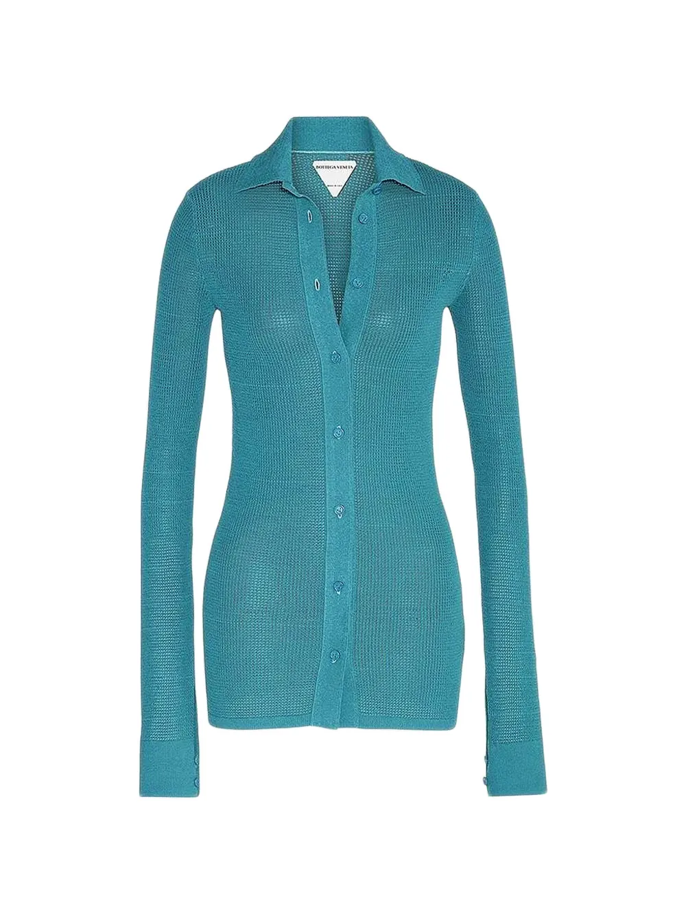 Pre-owned Bottega Veneta Mesh Knit Slim Fit Shirt In Blue