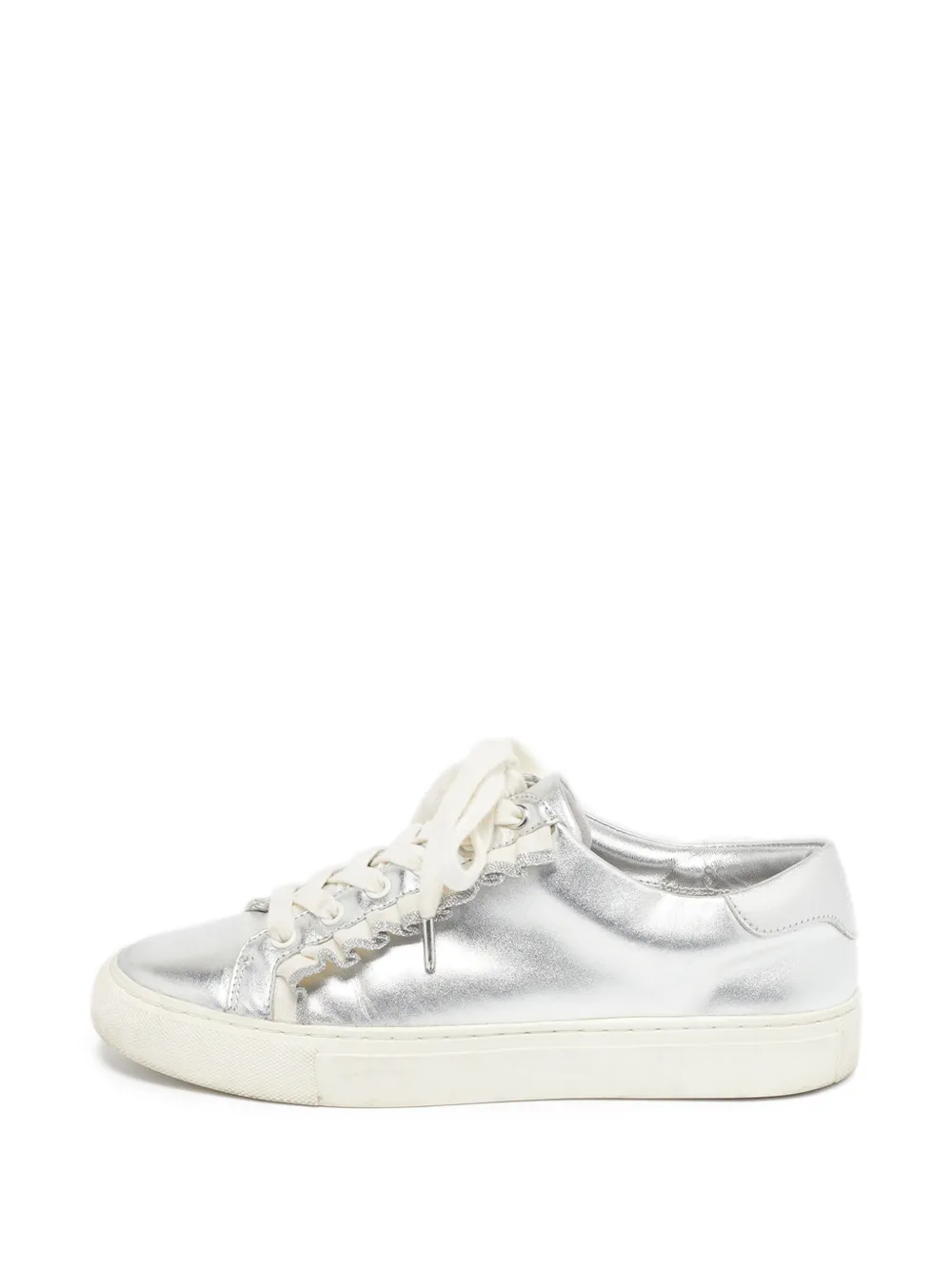 Tory Burch ruffle-trim lace-up sneakers - Argento