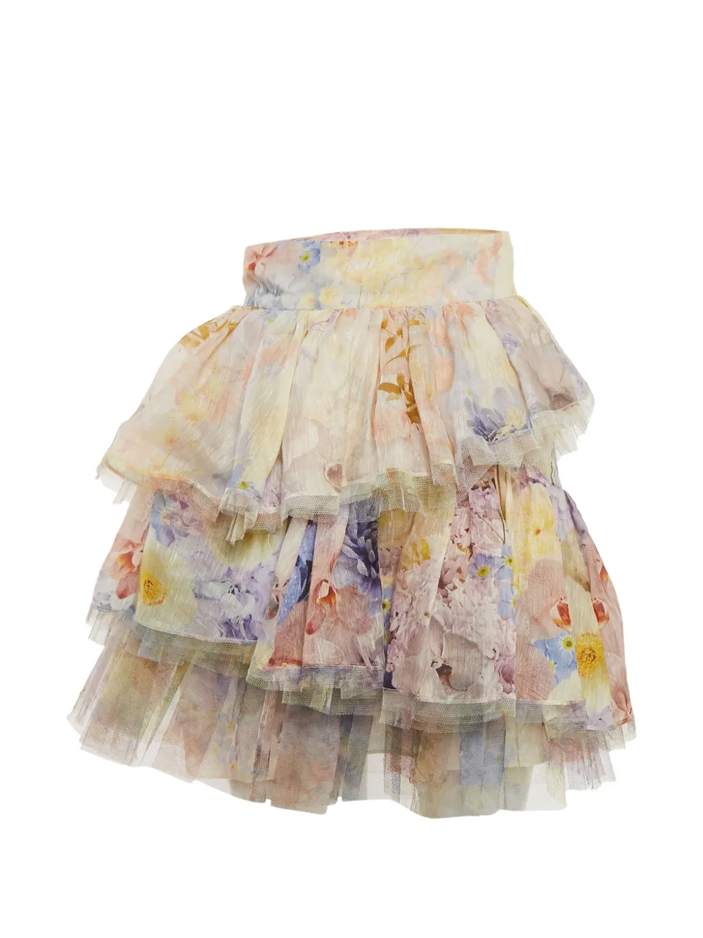 ZIMMERMANN Rhythmic tiered mini skirt - Neutrals