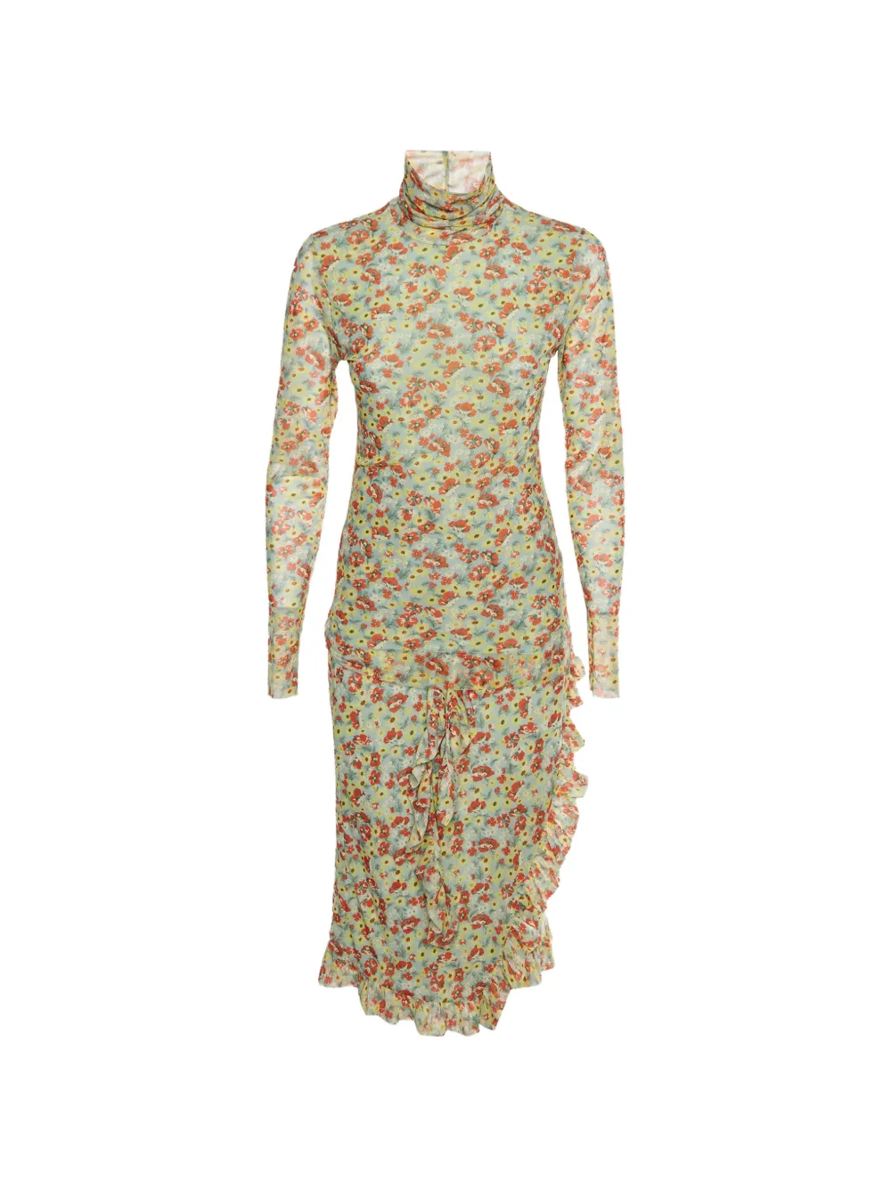 GANNI floral-print mesh blouse and skirt set - Blau