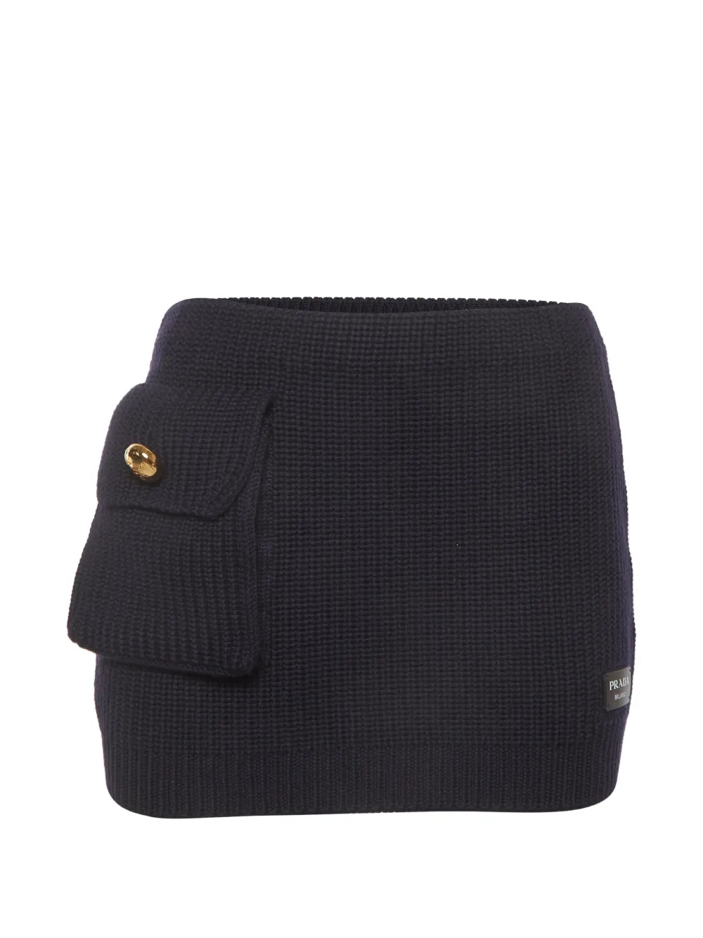Prada Pre-Owned logo-appliqué rib-knit mini skirt - Blu