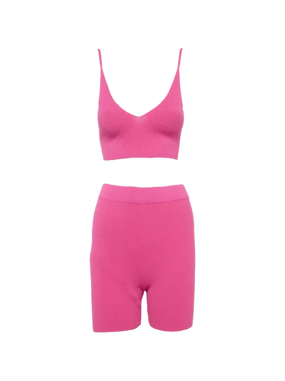 Jacquemus Pre-Owned rib-knit crop top and shorts set - Rosa