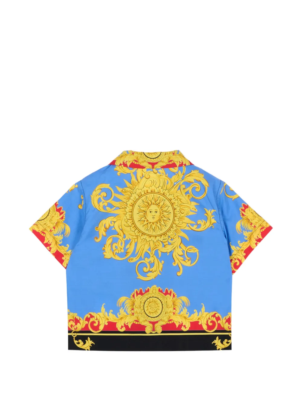 Versace Kids Shirt met barokprint en korte mouwen Blauw
