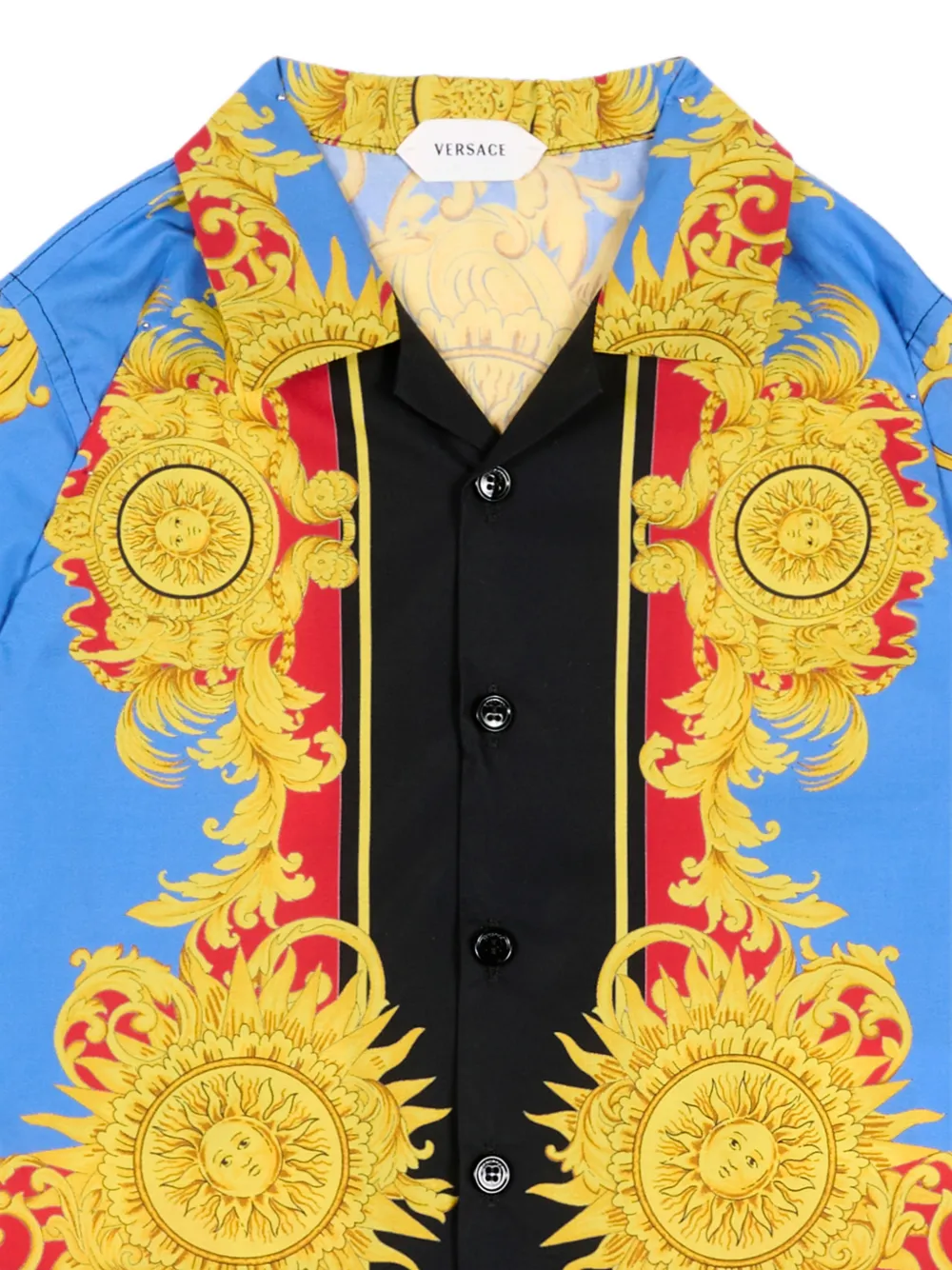 Versace Kids Shirt met barokprint en korte mouwen Blauw
