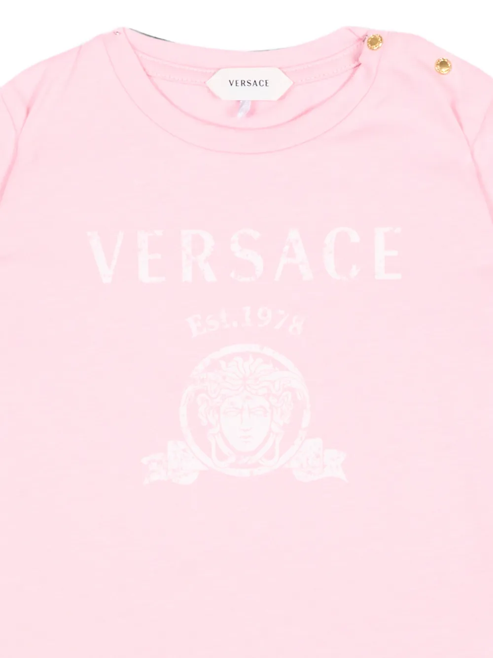Versace Kids Katoenen T-shirt met logoprint Roze