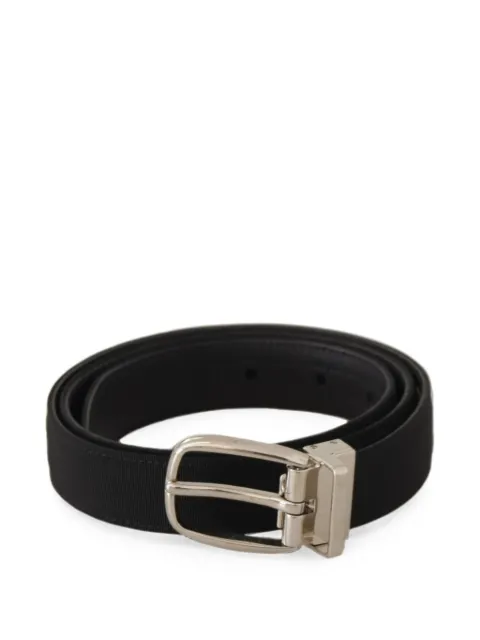Dolce & Gabbana woven-texture leather-trim belt