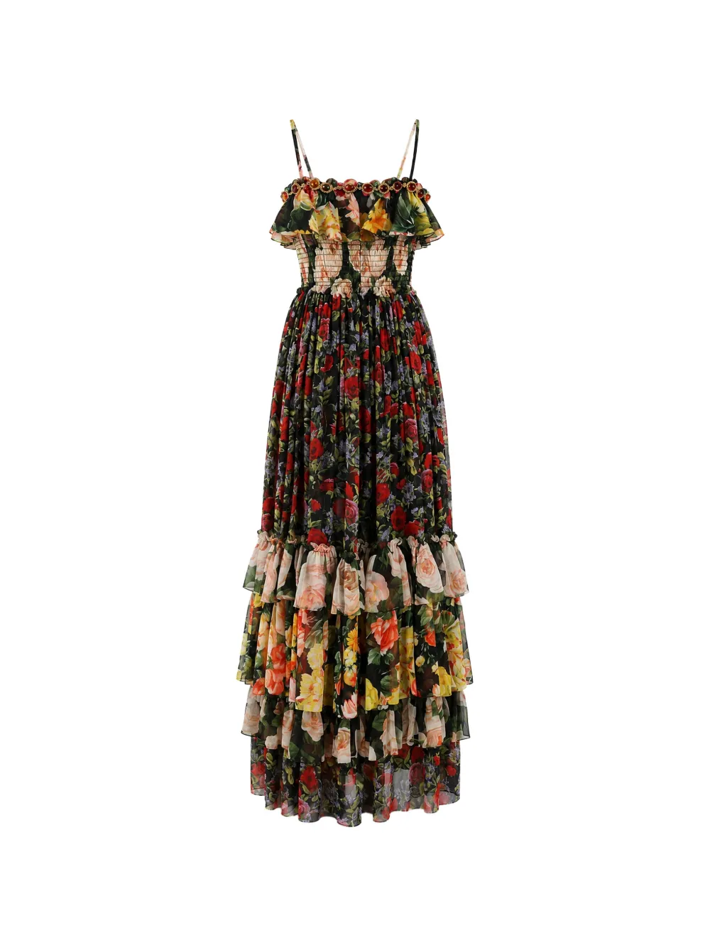 Dolce & Gabbana Abito lungo a fiori - Nero