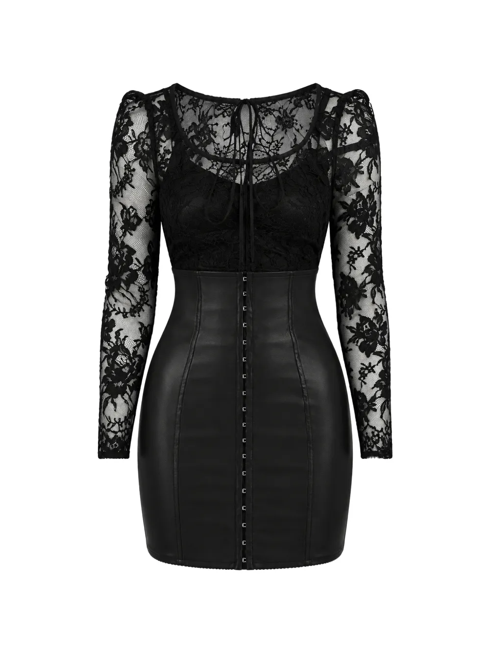 Dolce & Gabbana Abito corto con inserti in pizzo - Nero