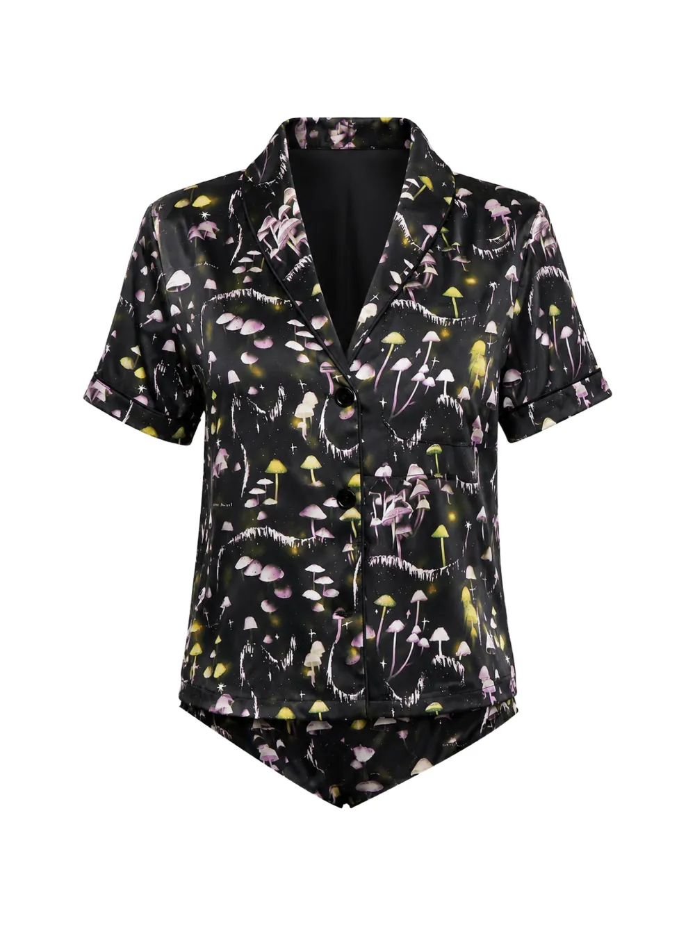 Fleur Du Mal Top pigiama con stampa - Nero