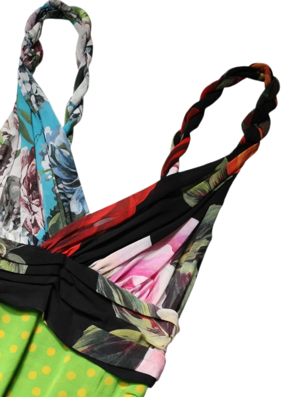 Dolce & Gabbana Mini-jurk met bloemen-patchwork en ruches Zwart