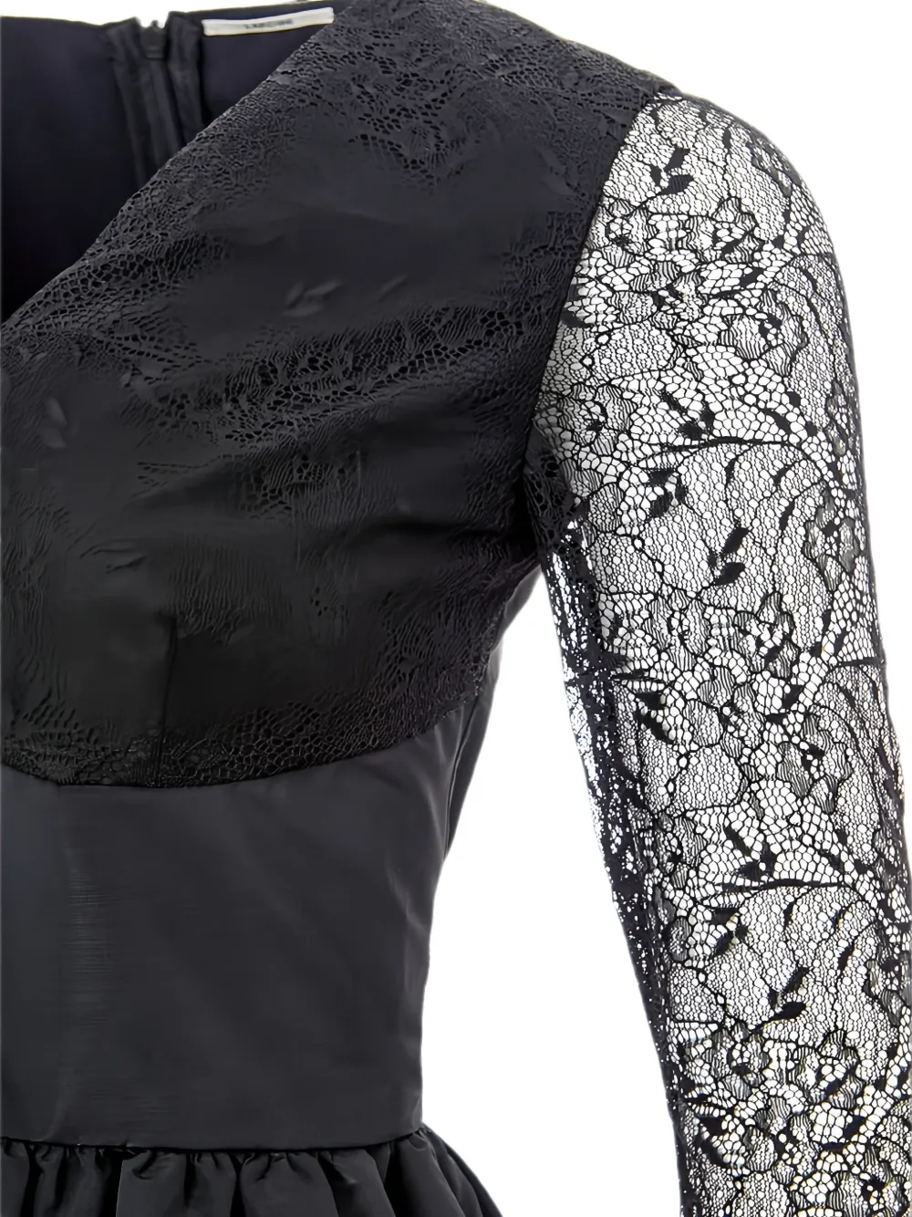 Lardini Lace-panelled Taffeta Midi Dress in Black, view 3