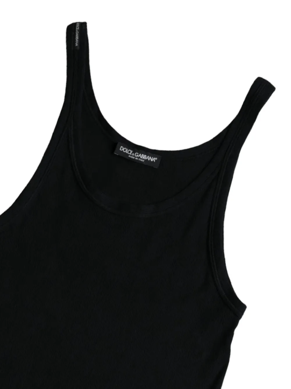 Dolce & Gabbana Ribgebreide tanktop met diepe ronde hals Zwart