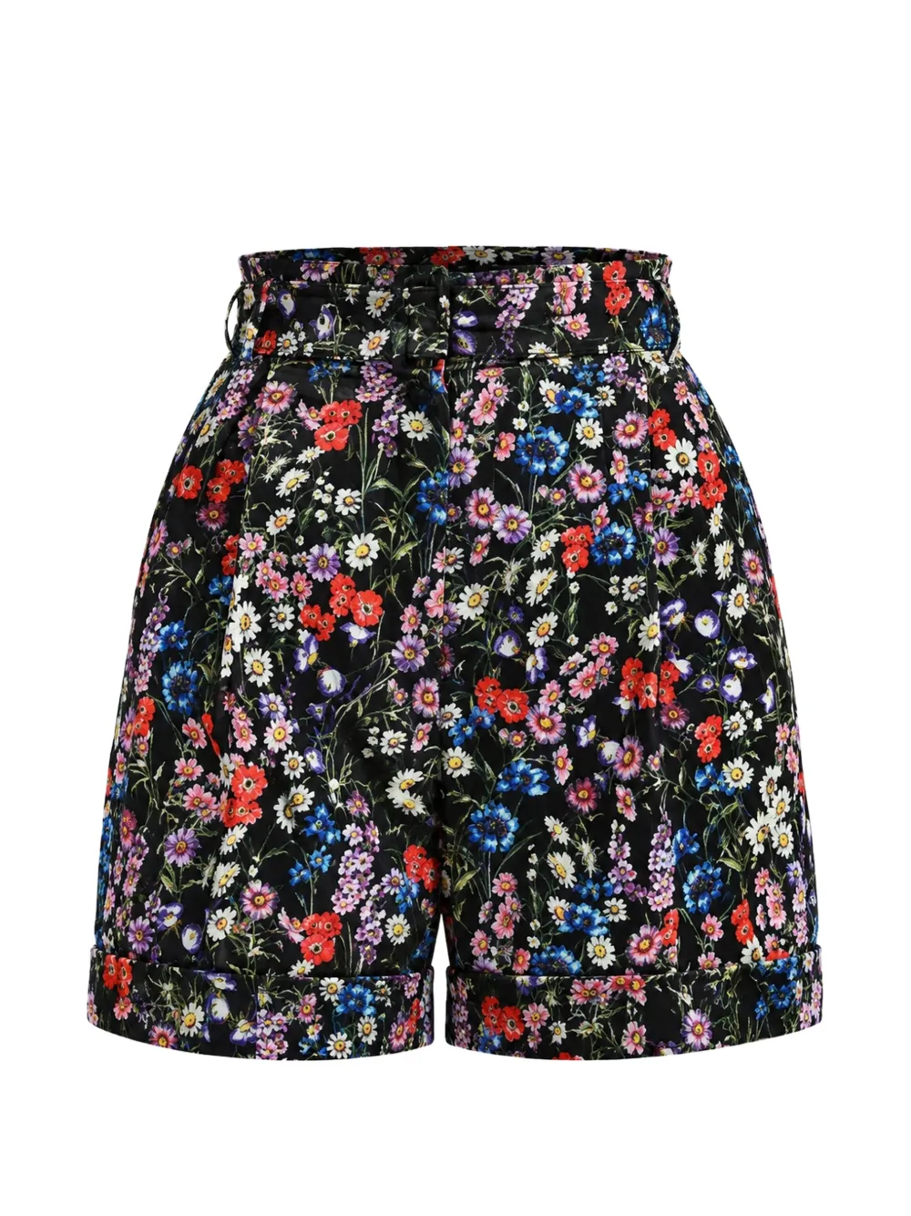 Dolce & Gabbana Shorts a fiori con pieghe - Nero