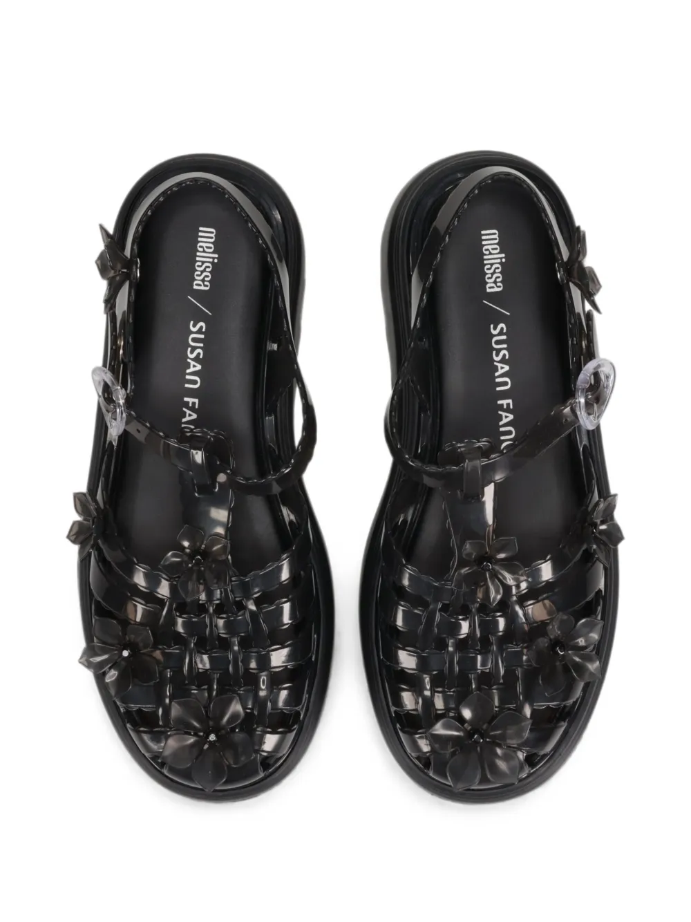 Melissa x Susan Fang Possession Plat Sakura floral-embellished sandals Zwart
