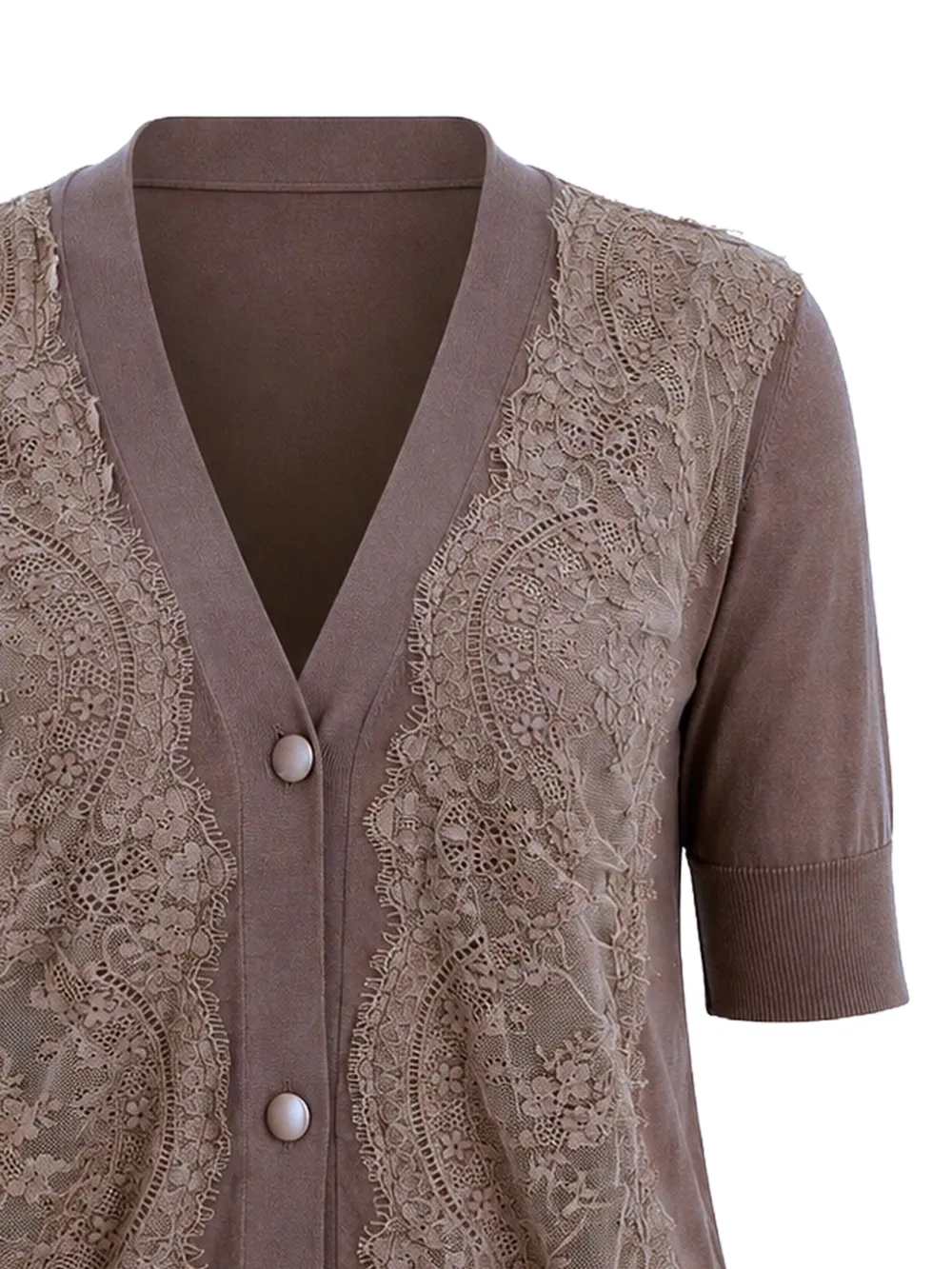 Pink Memories Vest verfraaid met kant en V-hals Paars