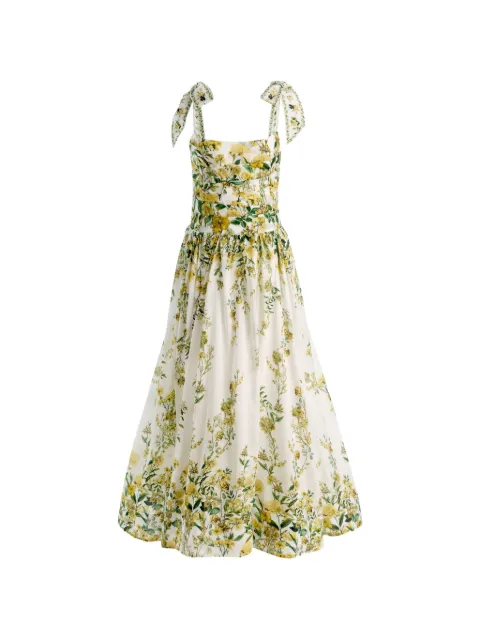 alice + olivia Haven floral-print lace-trim maxi dress