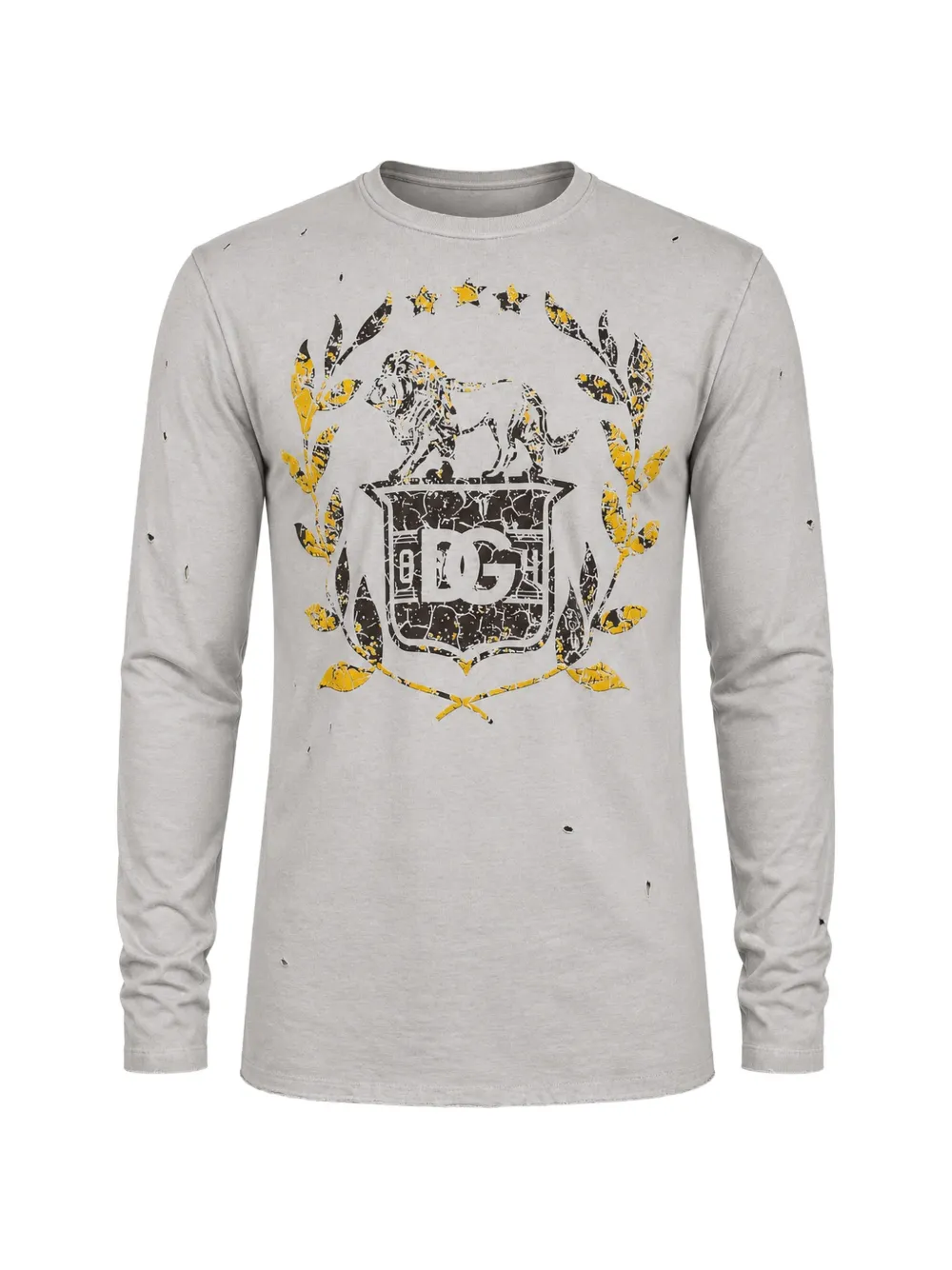Dolce & Gabbana Langarmshirt in Distressed-Optik - Grau