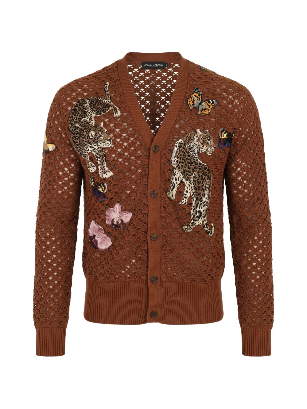 Dolce & Gabbana Cardigan traforato con ricamo - Marrone