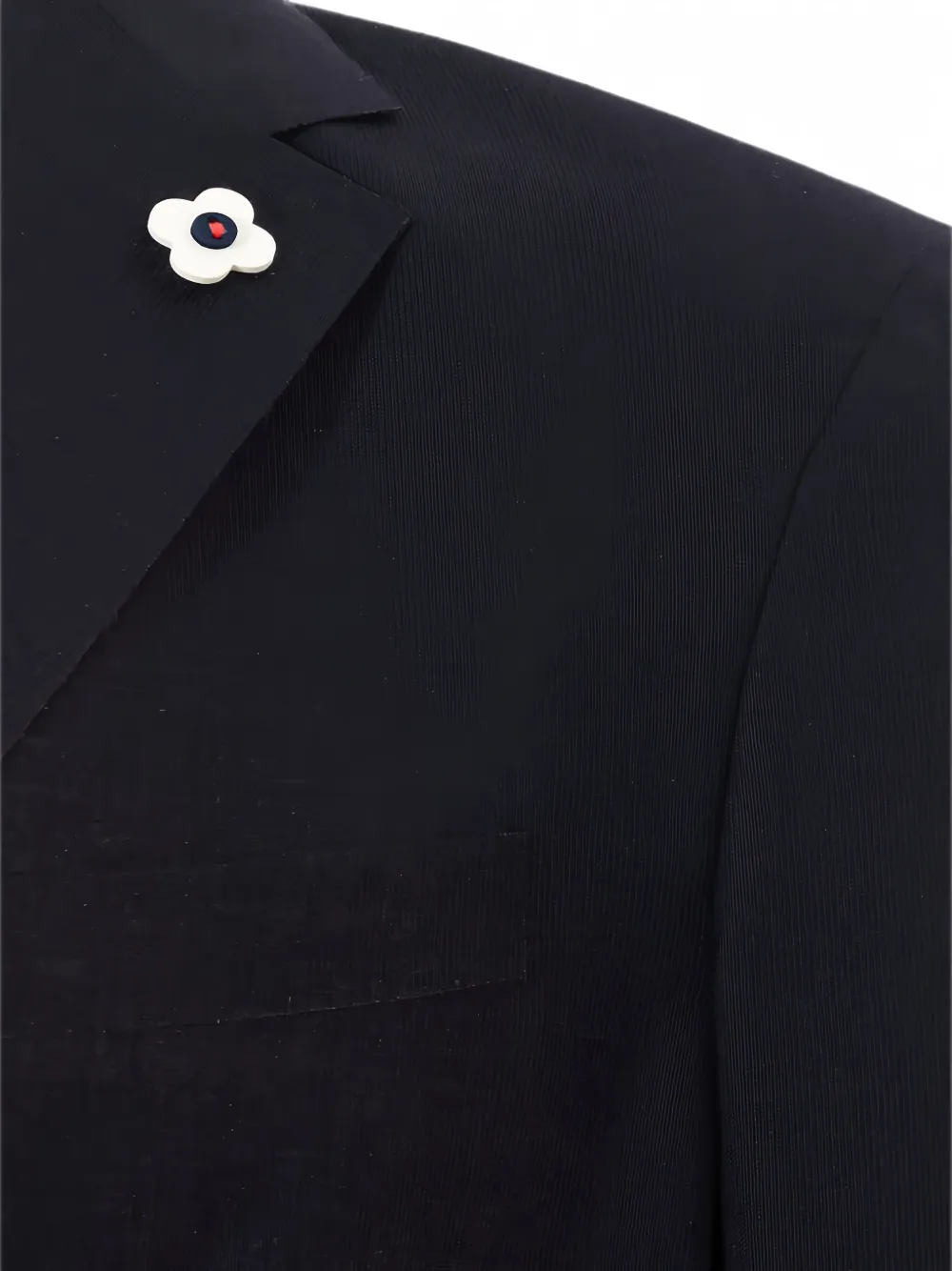 Lardini Colbert met gekerfde revers en bloemvormige speld Blauw